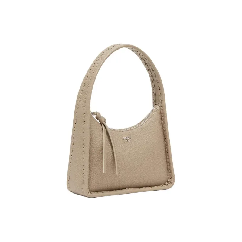 FENDI Grain Calfskin Crescent Bag, Shoulder Bag, Handbag Mini Women's Dove Gray-1