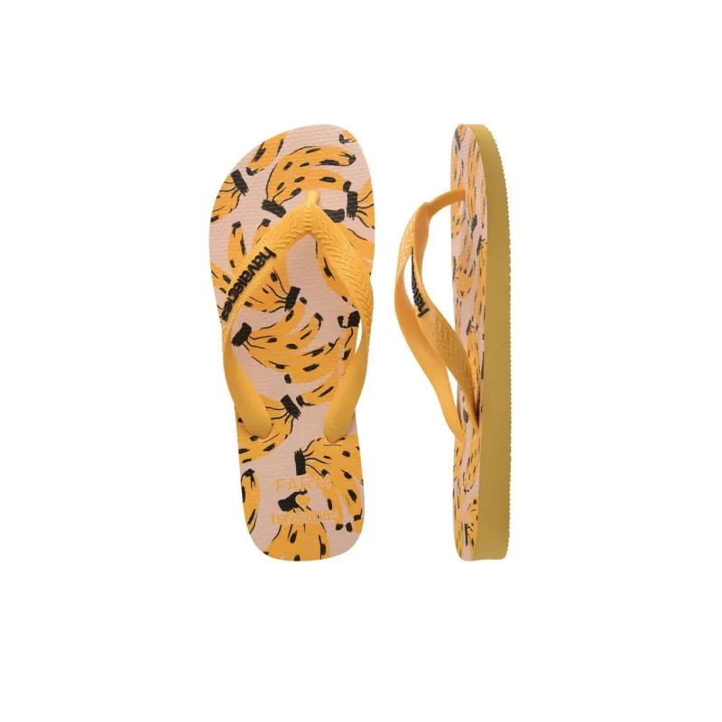 FARM RIO x Havaianas Abrasion Resistant Slip Resistant Flip Flops Women's Yellow-3