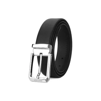 PIERRE CARDIN Cow Leather Belts Men's Black 3.4cm