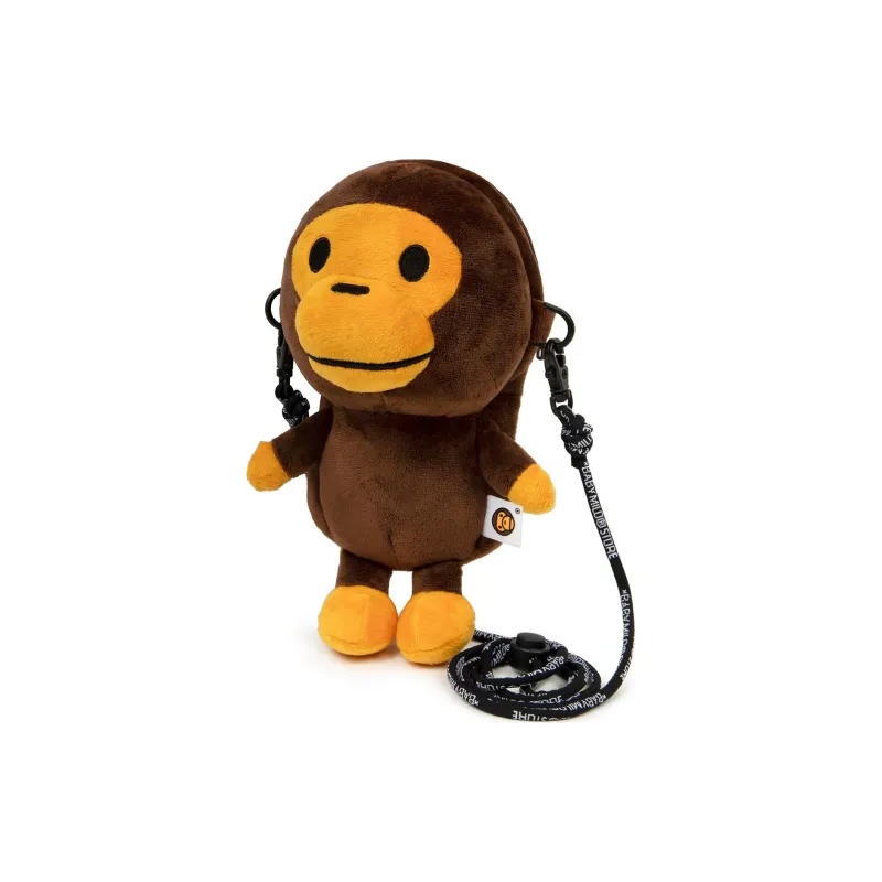 A BATHING APE Fabric Crossbody Cell Phone Pouch Regular Unisex Brown-1