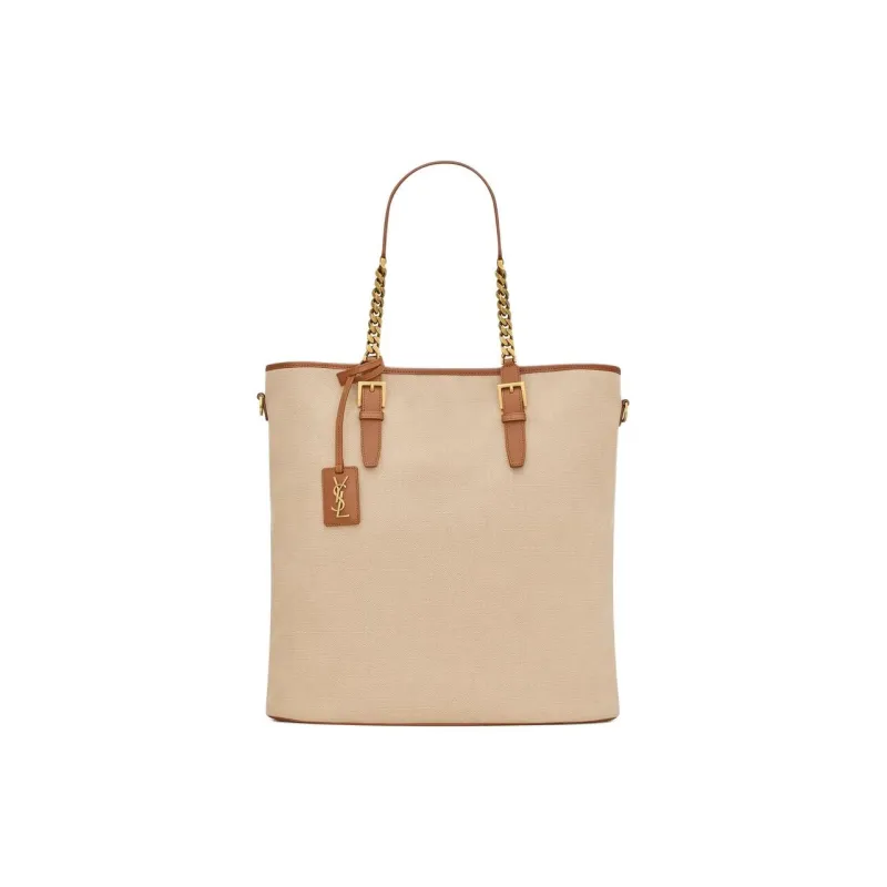 SAINT LAURENT Leather Tote Bag, Shopping Bag, Handbag Women's Desert Dust Tone With Brick-0
