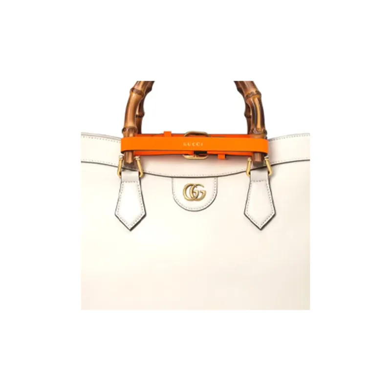 GUCCI Diana Leather Tote Bag Shopping Bag Handbag Medium Size Women's Ecru-8