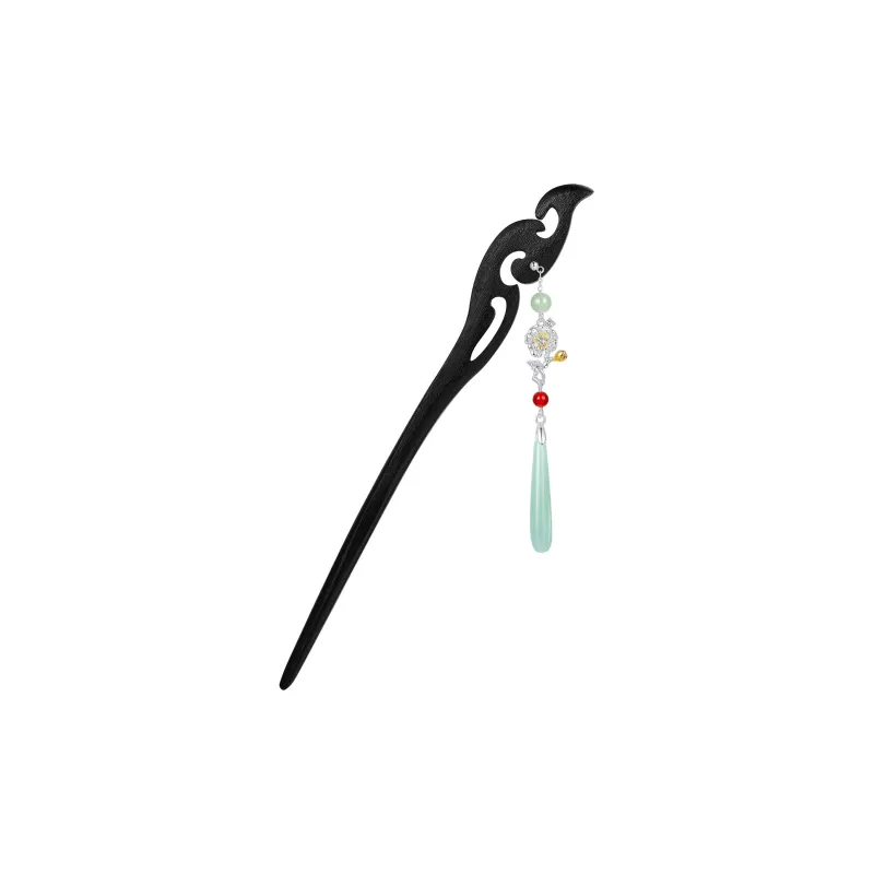 KINGFOCUS 925 Sterling Silver Red Agate Resin Hairpins Women's-9