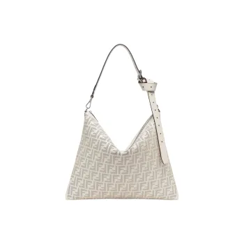 FENDI Calfskin Handbag Shoulder Bag Men's Camellia White
