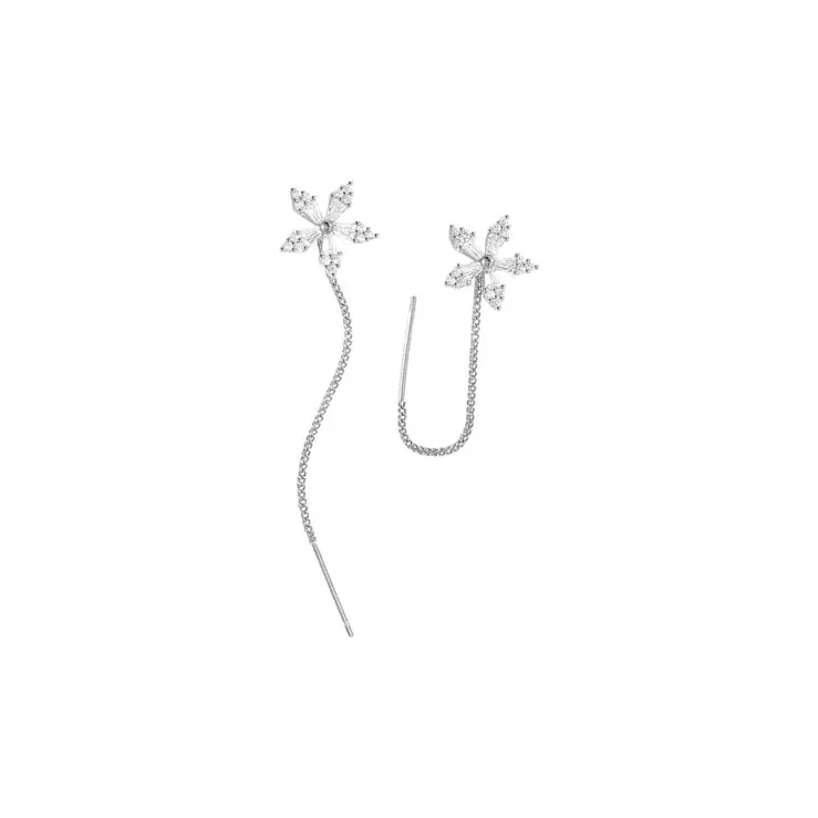 CHIC ZONE 925 Sterling Silver Zircon Drop Earrings Earrings Ear Chain Women's-2