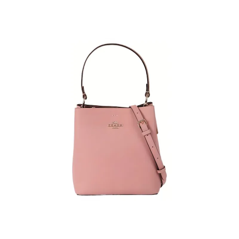 COACH Leather Portable Crossbody Bucket Bag, Shoulder Bag Trumpets Women's Cherry Blossom Pink-1