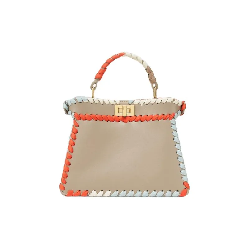 FENDI Peekaboo ISeeU Calfskin Mulberry Silk Shoulder Bag Crossbody Bag Handbag Women's Multicolor-2