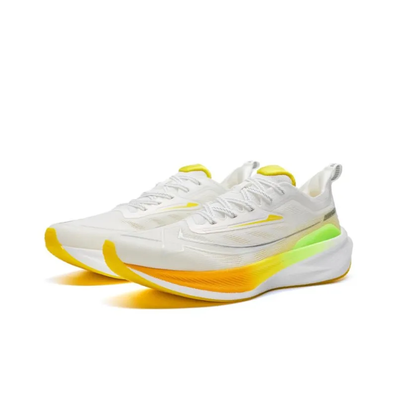 XTEP Two Thousand Kilometers 2.0 Running Shoes Men Low Top Sail White/Fluorescent Lime Green-3