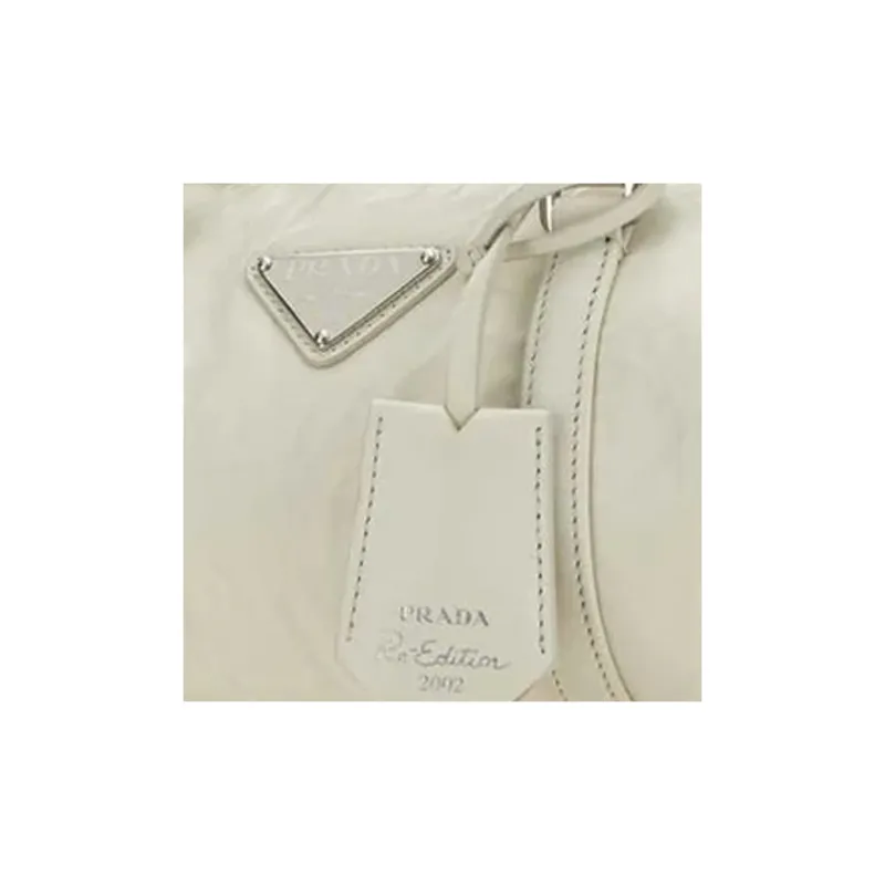 PRADA Leather Cylinder Bag Handbag Trumpets Women's White-3
