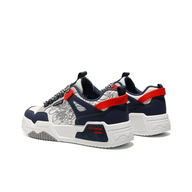 MIIOW Trend Party Series Anti Slip And Wear Resistant Height Increasing High Top Skateboard Shoes Men's-24