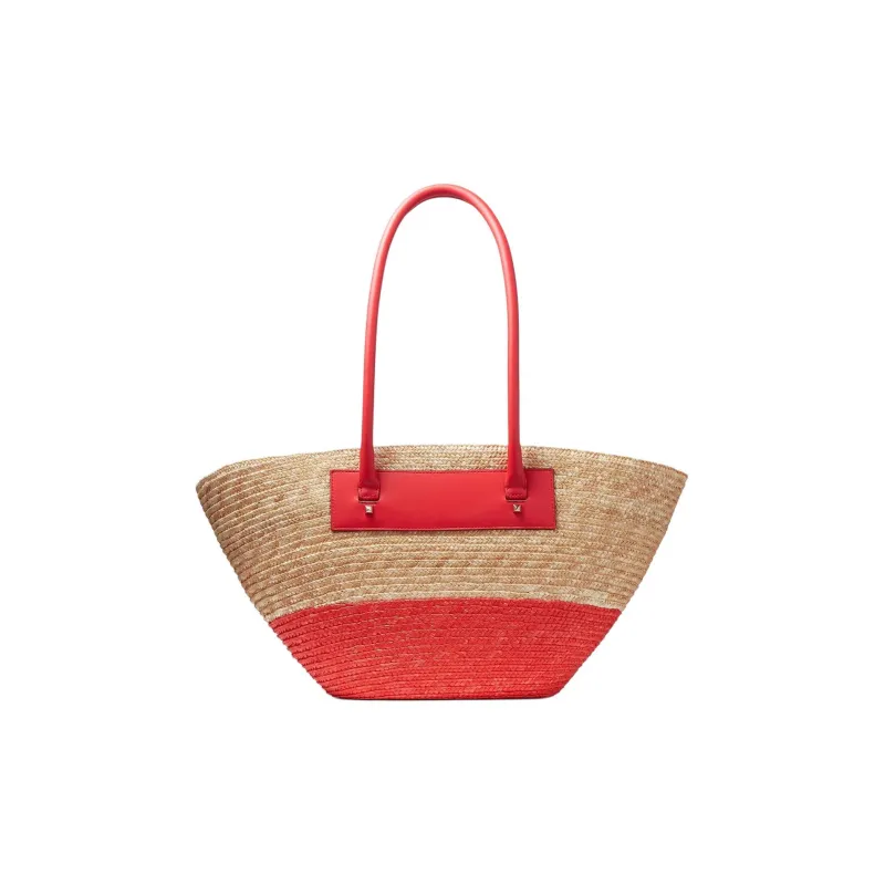 Jimmy Choo Cow Leather Tote Bag Shopping Bag Handbag Small Size Women's Natural Multicolor Red-2