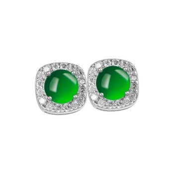 Cuiya Golden Building Ice Glutinous Jadeite Stud Earrings Women's