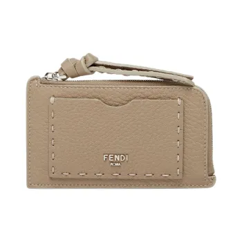 FENDI Peekaboo Calfskin Card Holder Women's Dove Gray