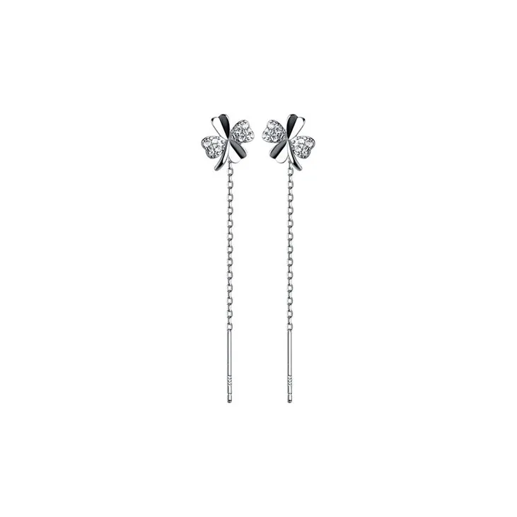 CHIC ZONE 925 Sterling Silver Zircon Drop Earrings Women's-2