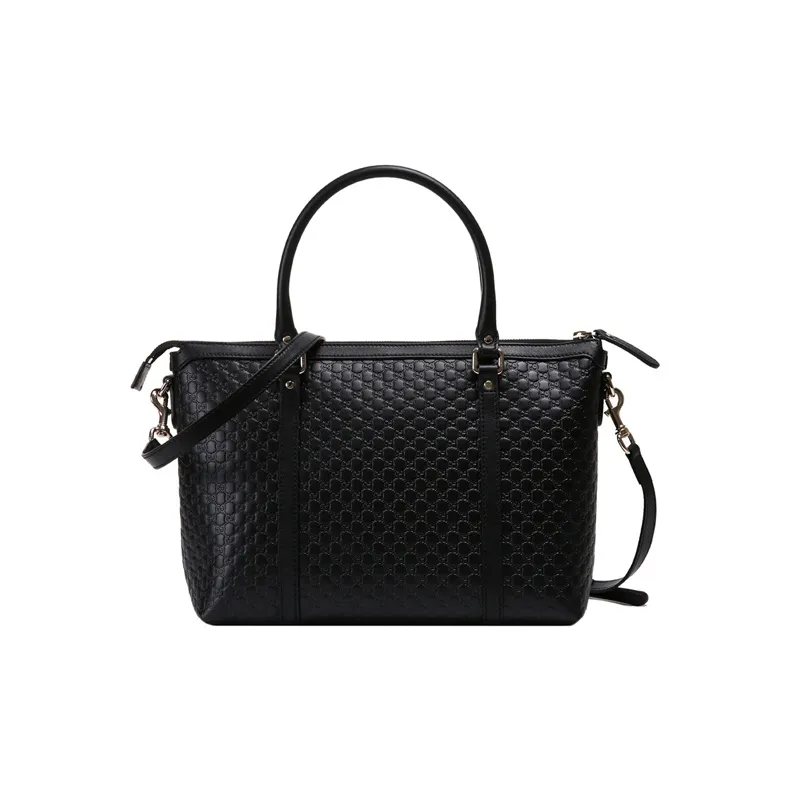 GUCCI Leather Cow Leather Tote Bag Shopping Bag Shoulder Bag Crossbody Bag Handbag Medium Size Women's Black-3