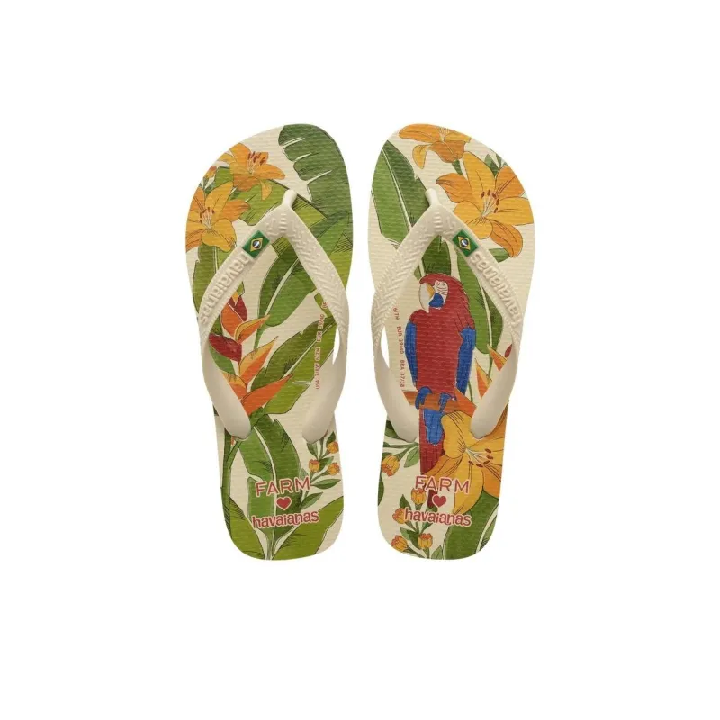 FARM RIO x Havaianas Flip Flops Women's Beige Green-3