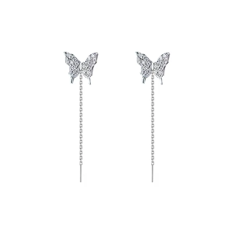 AITAO Pure Silver 999 Sterling Silver Drop Earrings Women's-0