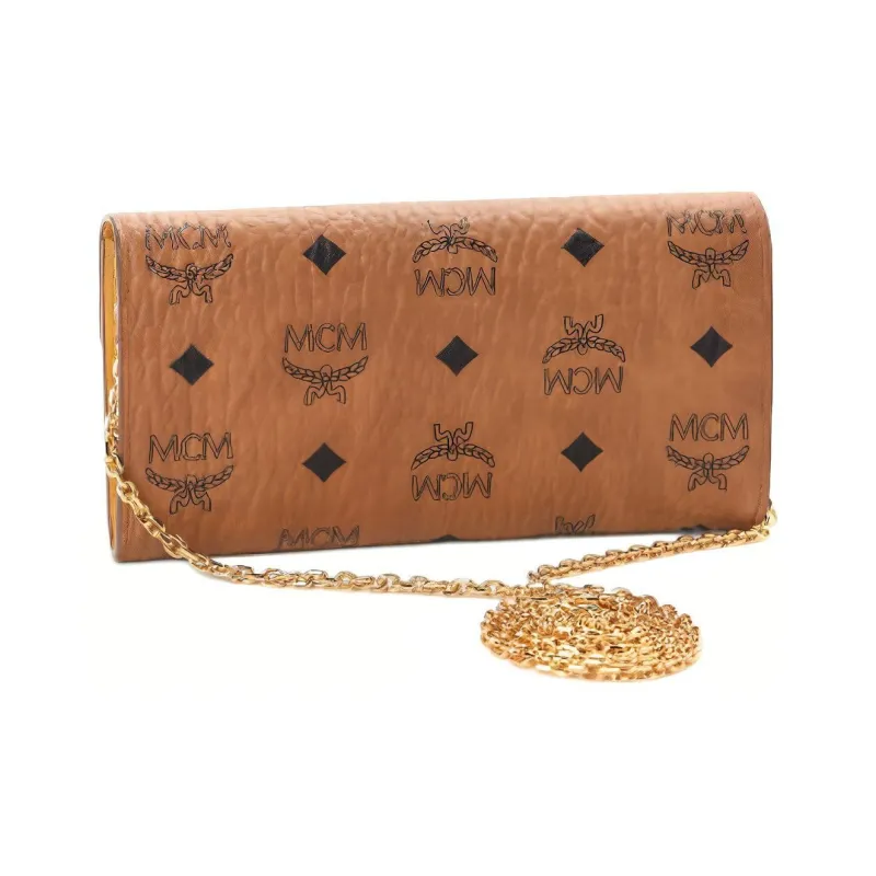 MCM Patricia Visetos Leather Shoulder Bag, Crossbody Bag, Wallet Large Size Women's Brown Cognac-1