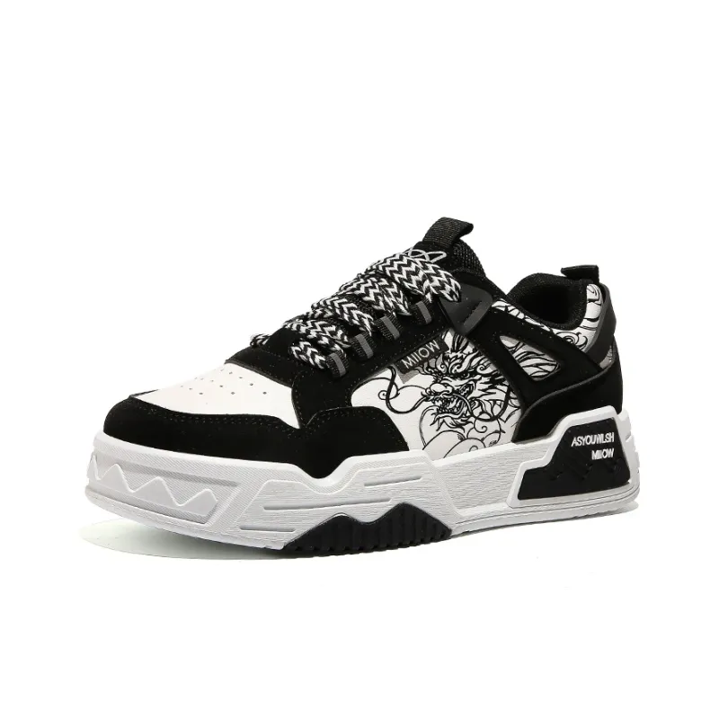 MIIOW Trend Party Series Skateboard Shoes Unisex Low Top Black White/Blue White/Burgundy-3