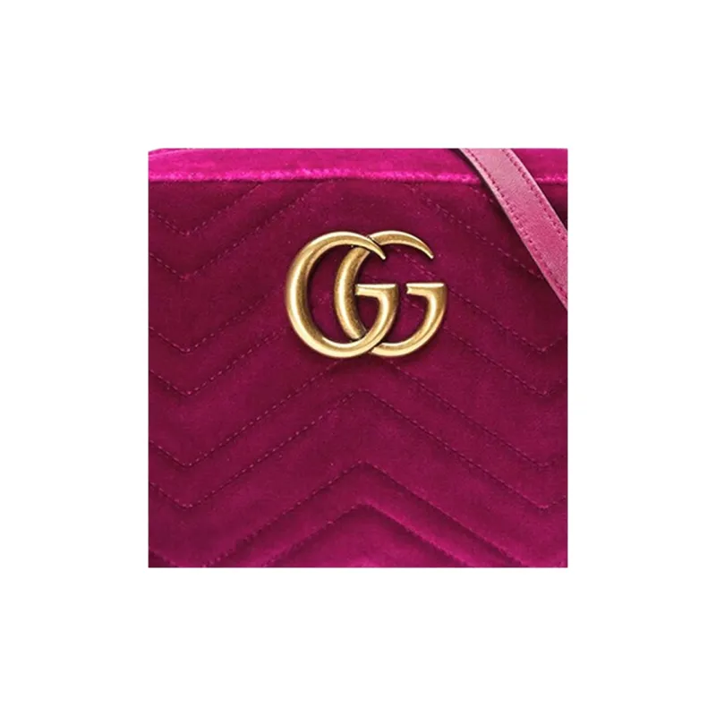 GUCCI Velvet Camera Bag Shoulder Bag Crossbody Bag Small Size Women's Fuchsia-8