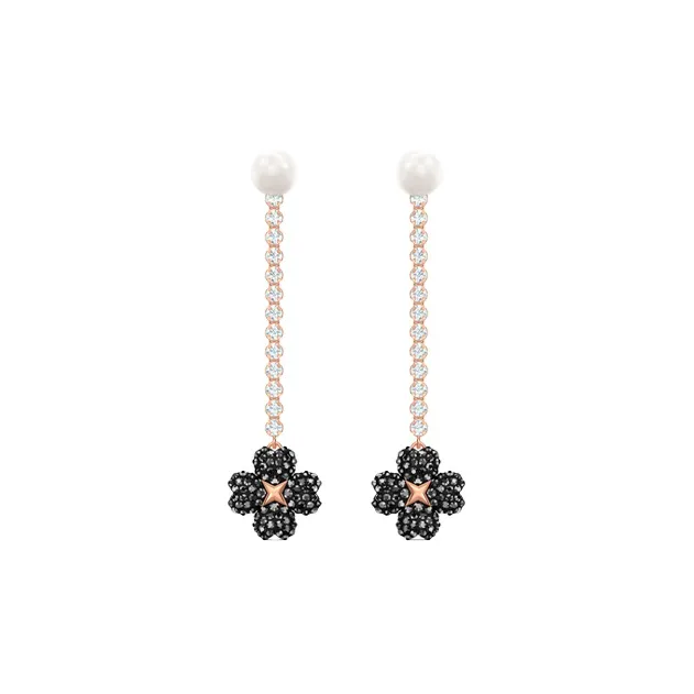 Swarovski Latisha Drop Earrings Women's Black-0