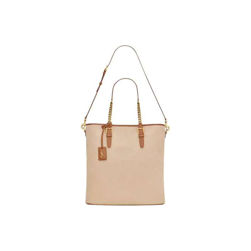 SAINT LAURENT Leather Tote Bag, Shopping Bag, Handbag Women's Desert Dust Tone With Brick-1