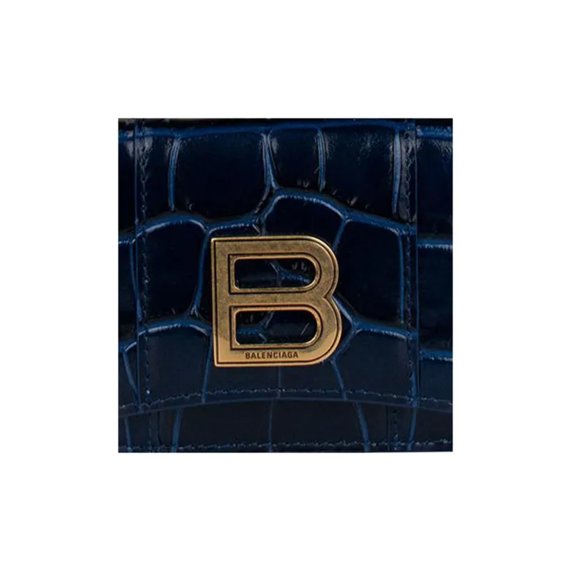 Balenciaga Hourglass Calfskin Coin Purses Wallets Mini Women's Green-1