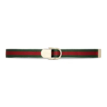 GUCCI Webbing Pattern Belt Women's Green Width 2.5CM