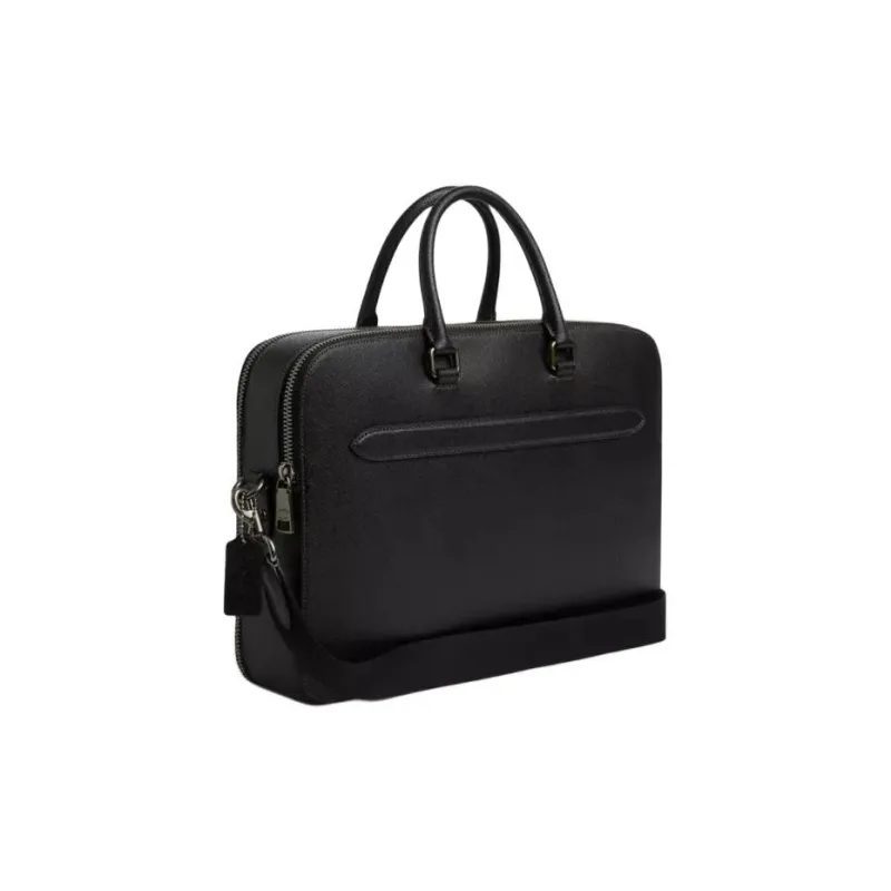 COACH ETHAN Cross Stitch Leather Shoulder Bag Crossbody Bag Handbag Large Size Men's Black-1