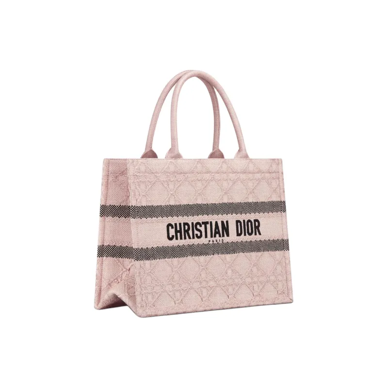 DIOR BookTote Raffia Grass Tote Bag Shopping Bag Handbag Medium Size Women's Rouge Pink-1