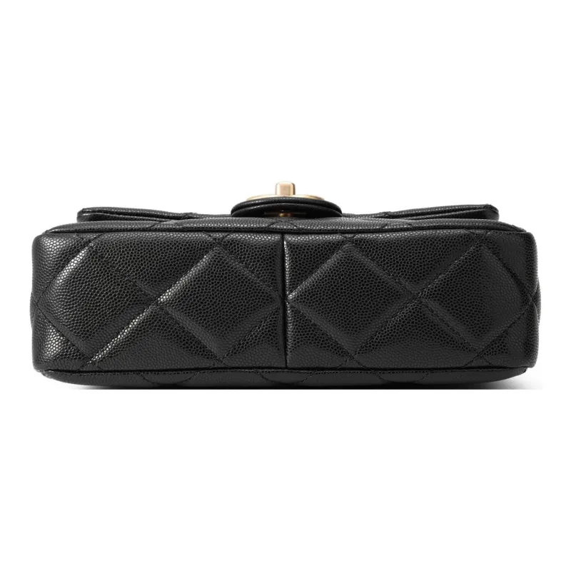 CHANEL Litchi Cow Leather Flap Bag, Envelope Bag, Shoulder Bag, Crossbody Bag Trumpets Women's Black-3