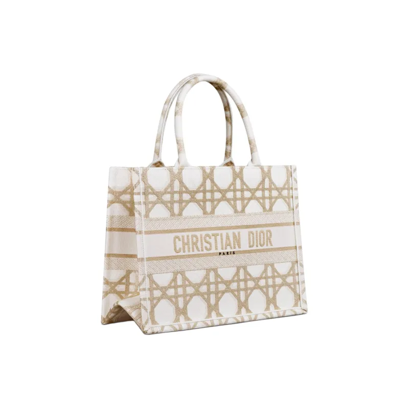 DIOR Embroidery Tote Bag, Shopping Bag, Handbag Medium Size Women's White-1