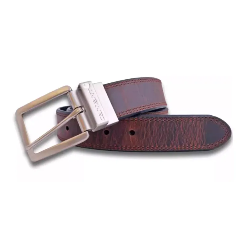 Carhartt Badge Detail Design Leather Belts Men's Brown Width: 3.8CM-0