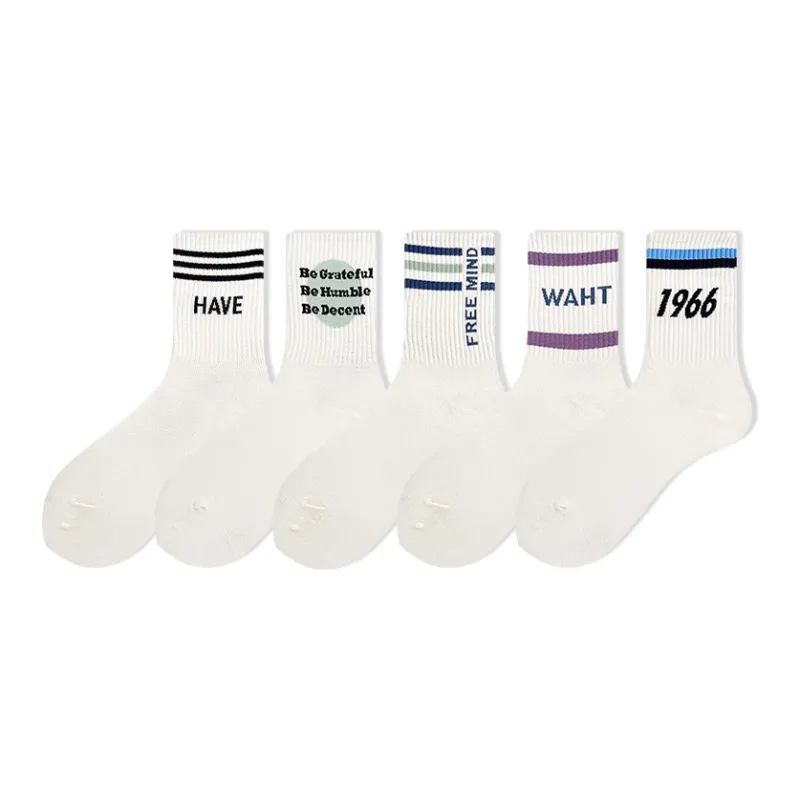 COTTON CHEESE Mid Calf Socks Unisex 5 Pack-0