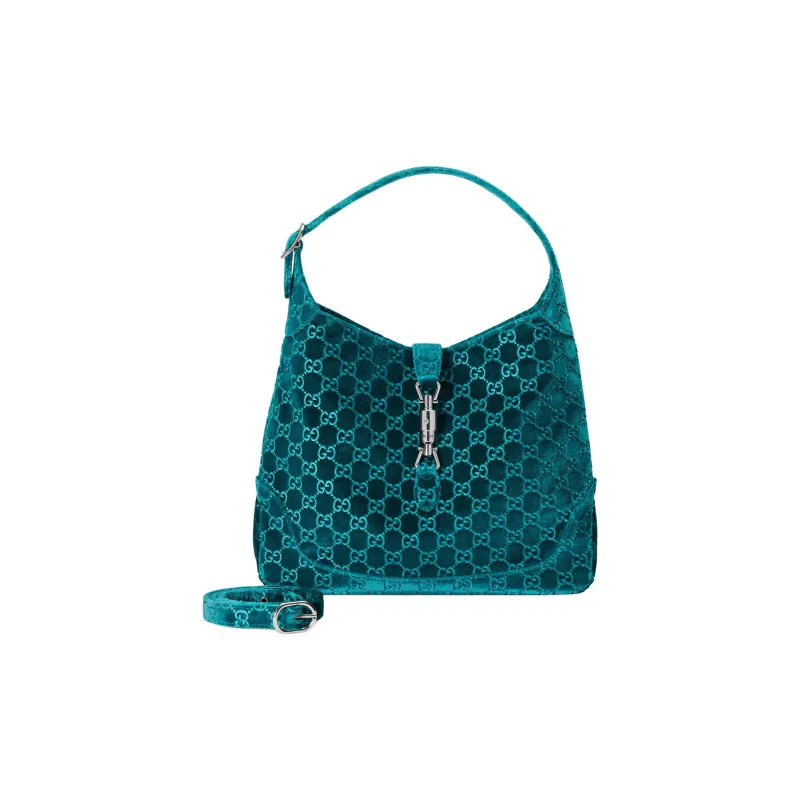 GUCCI Jackie 1961 Velvet Handbag, Shoulder Bag Women's Dark Blue-1