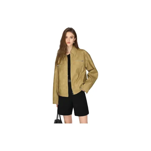 Bethine Leather Jackets Women's Mustard Yellow