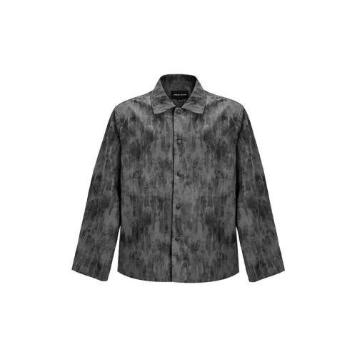 URBAN REVIVO Jackets Men Dark Black And Gray Print