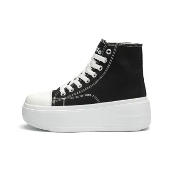 Nrillo Anti Slip And Wear Resistant Height Increasing Mid Top Canvas Shoes Unisex Black White