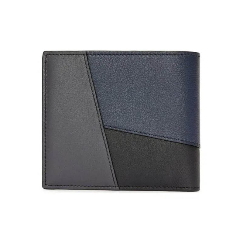 LOEWE Puzzle Calfskin Coin Purses Wallets Men's Dark Marine Blue With Anthracite Accents-1