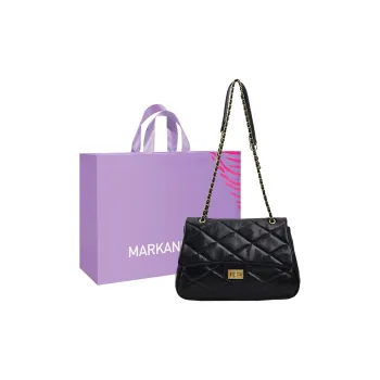 MARKANGARO PU Small Square Bag Shoulder Bag Regular Women's Classic Black \ Milk White \ Light Green