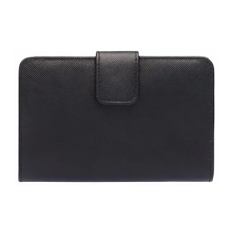 PRADA Leather Wallet Women's Black-3