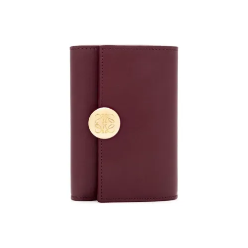 LOEWE Shiny Nappa Calfskin Wallet Small Size Women's Burgundy
