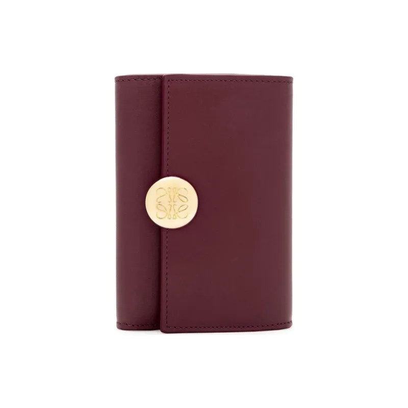 LOEWE Shiny Nappa Calfskin Wallet Small Size Women's Burgundy-0