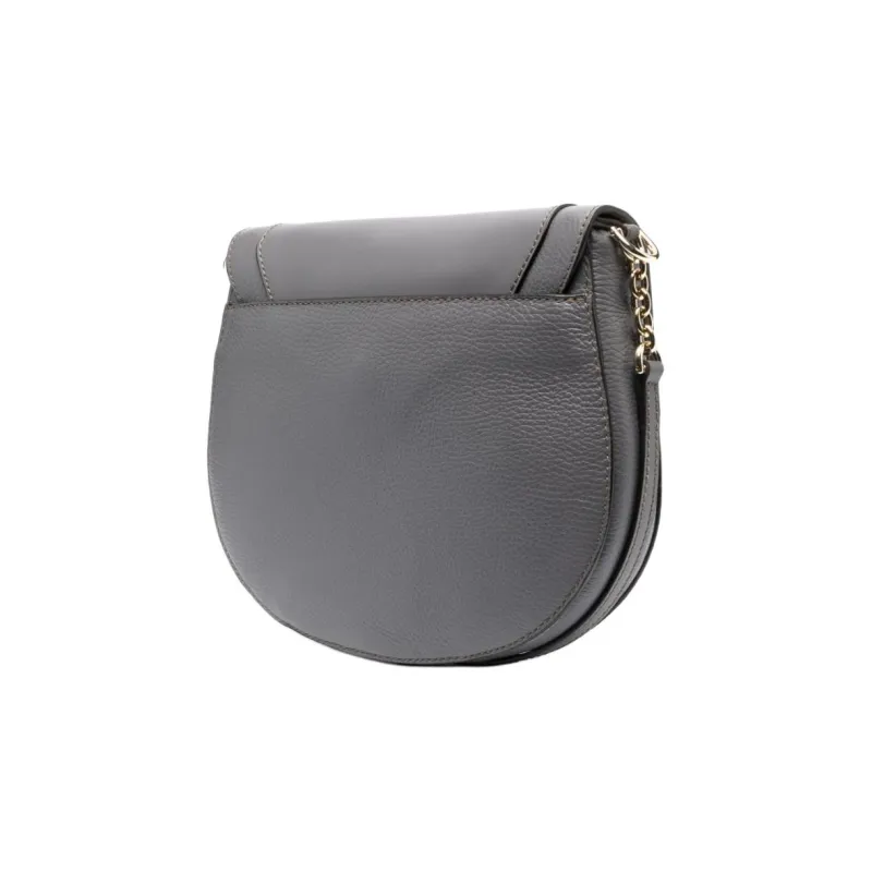 Furla Club 2 Grain Calfskin Saddle Bag, Shoulder Bag, Crossbody Bag Women's Gray-1