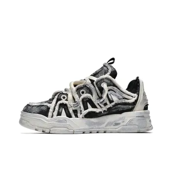 REPUSEN Distressed Puffy Shoes Anti Slip And Wear Resistant Height Increasing Low Top Skateboard Shoes Unisex