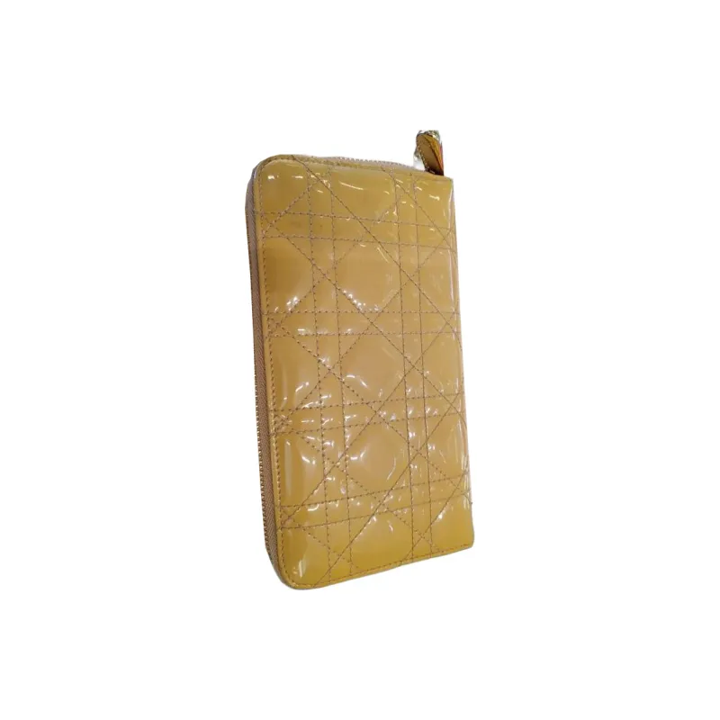 DIOR Patent Leather Wallet Women's Yellow-1