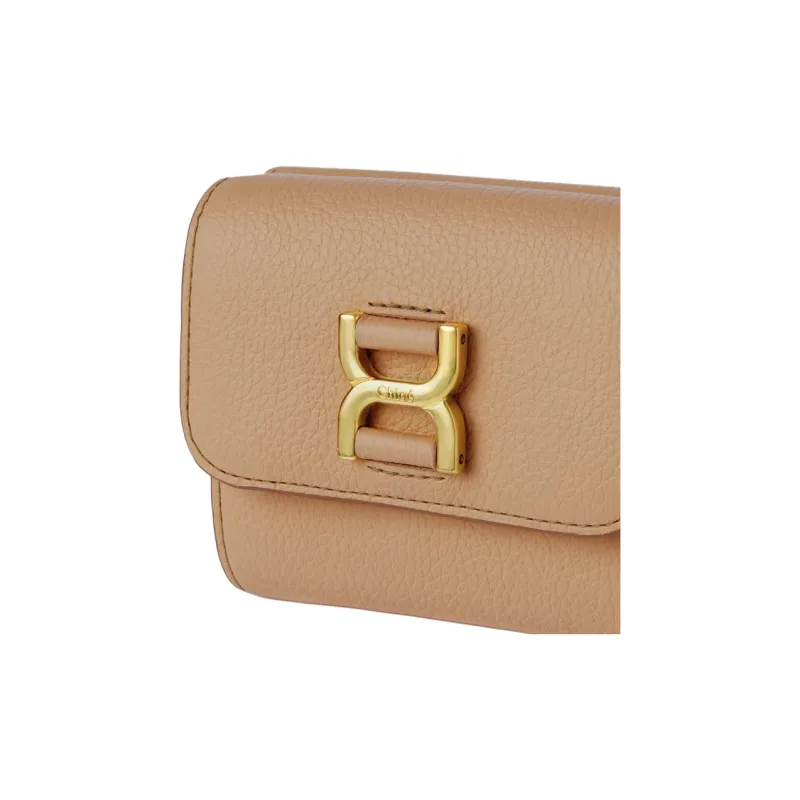Chloe Marcie Grain Calfskin Wallet Trumpets Women's Camel-3