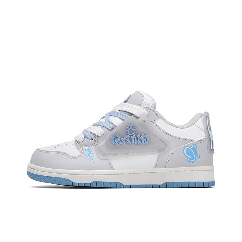 Q AND Low Top Skateboard Shoes Unisex Light Gray-0