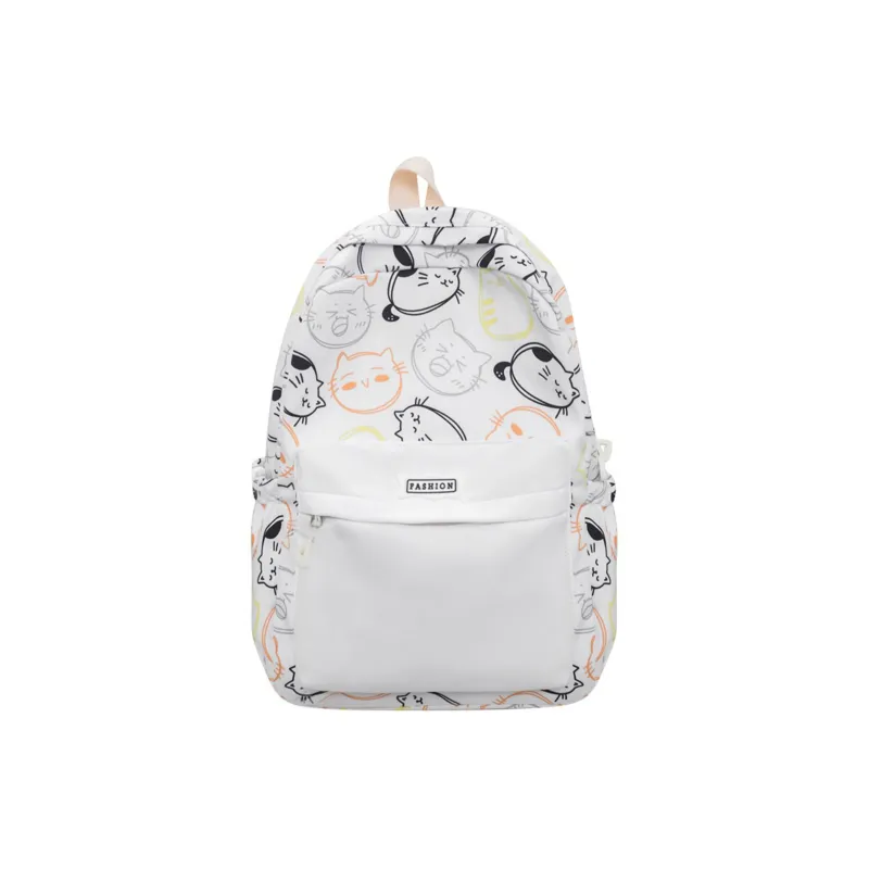 UNITE STAR Nylon Commute Large Capacity Travel Student Laptop Bag Backpack Women's Black White Orange/Black Orange-4