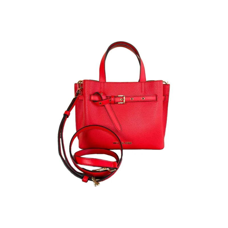 MICHAEL KORS Emilia Leather Handbag Crossbody Bag Medium Size Women's Red-4